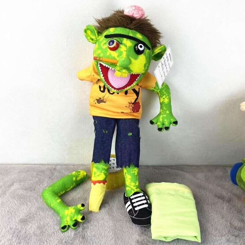 Jeffy Zombie Halloween Hand Puppet Soft Toy with Accessories and Storage Bag