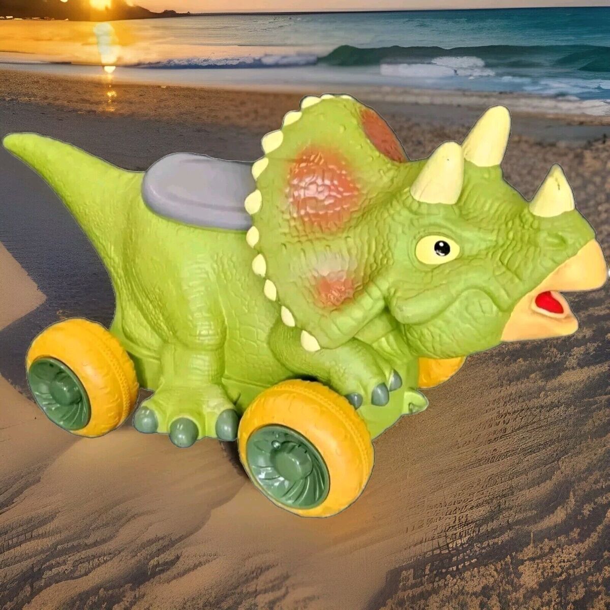 Triceratops Ride On Kids Toy With Wheels Push Along