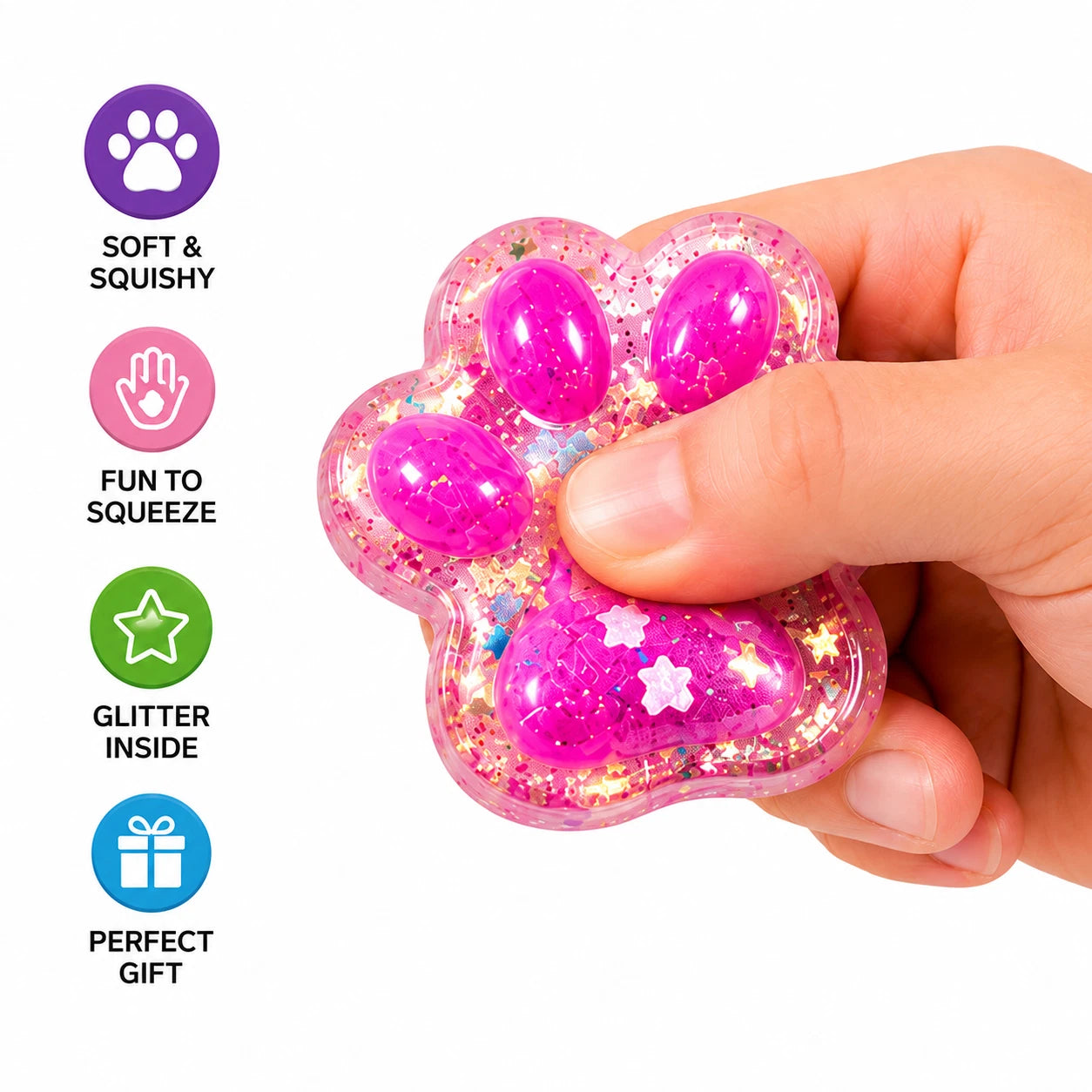 Mini Glitter Cat Paw Squishies 6 Pack Squishy Fidget Squish Sensory Toy