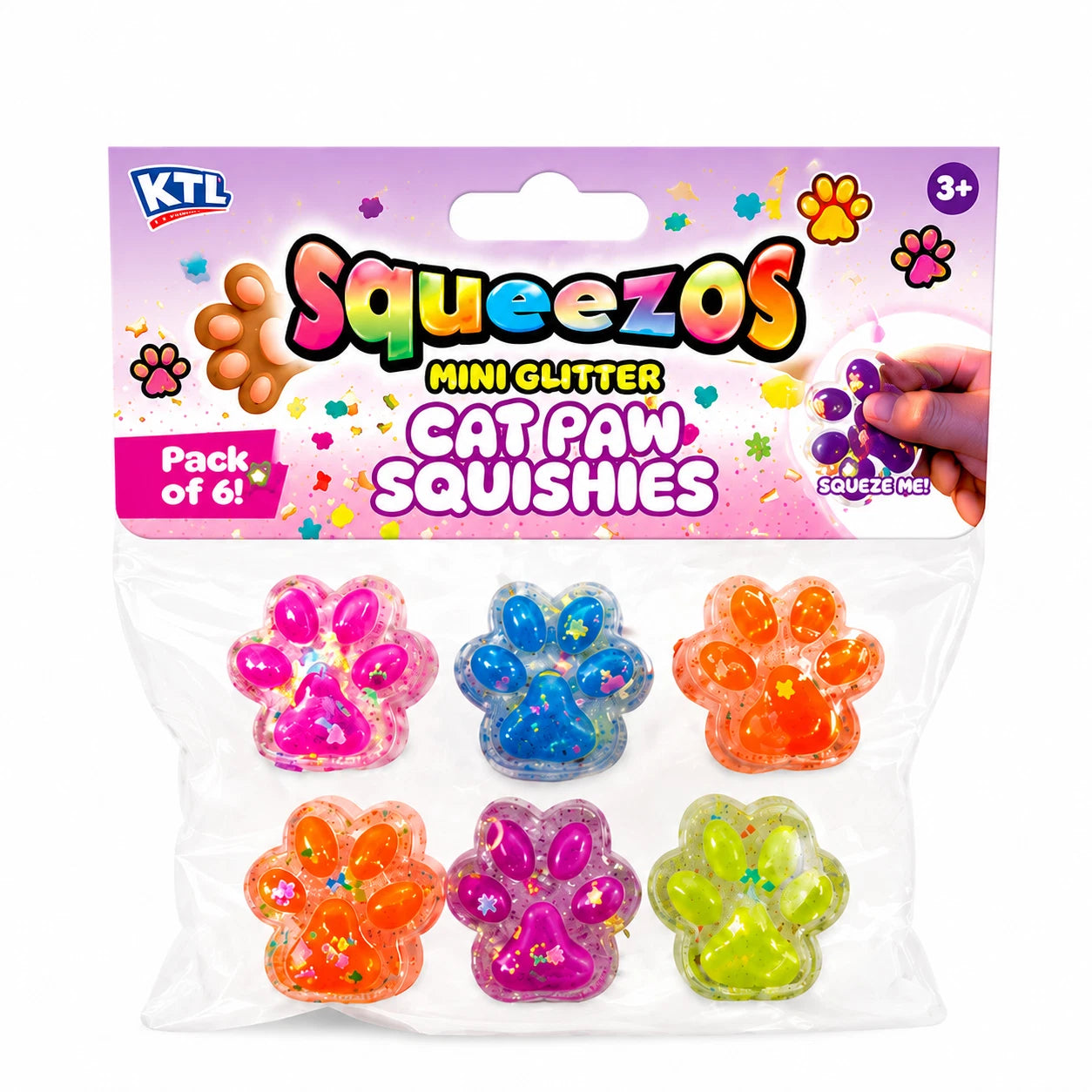 Mini Glitter Cat Paw Squishies 6 Pack Squishy Fidget Squish Sensory Toy
