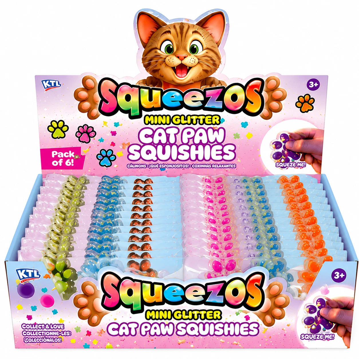Mini Glitter Cat Paw Squishies 6 Pack Squishy Fidget Squish Sensory Toy