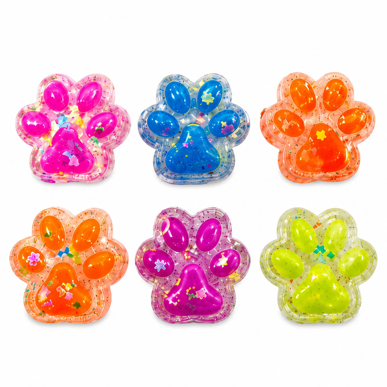 Mini Glitter Cat Paw Squishies 6 Pack Squishy Fidget Squish Sensory Toy