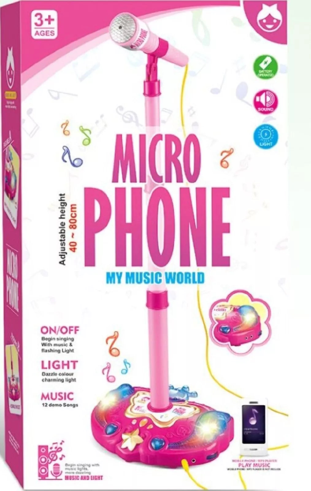 Girls Microphone & Stand with Lights