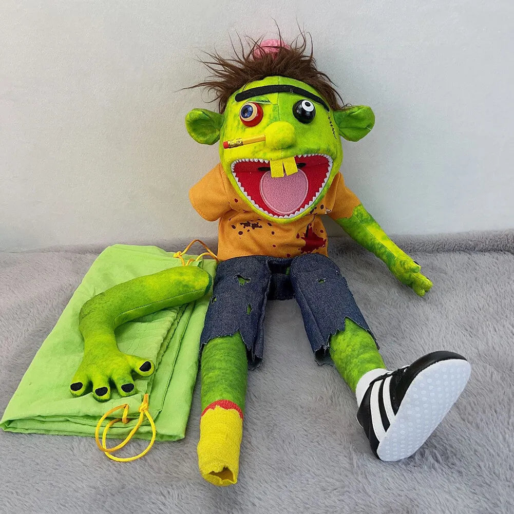 Jeffy Zombie Halloween Hand Puppet Soft Toy with Accessories and Storage Bag