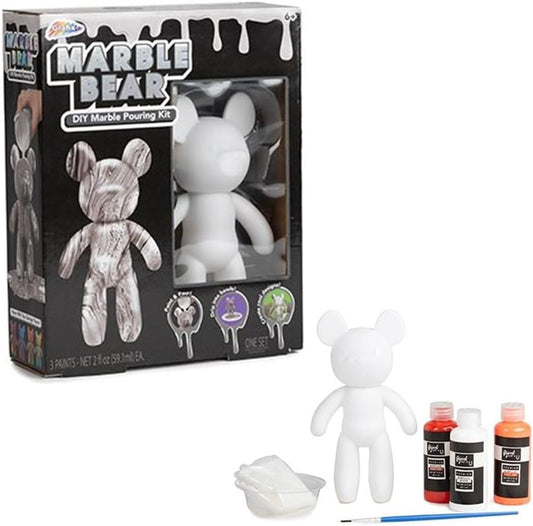 Marble Bear Creative DIY Marble Pouring Kit - 17cm - Design & Paint Your Own Bear - Silver