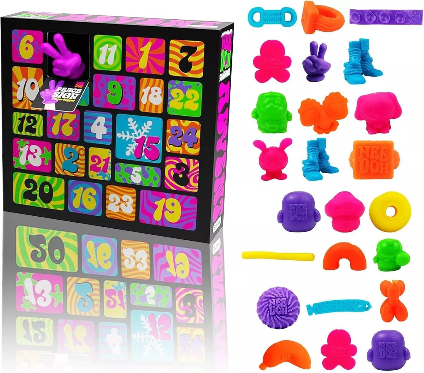 NeeDoh Squishmas Advent Calendar - 24 Mini Squeeze Toys - Christmas Countdown - Ages 3 to Adult