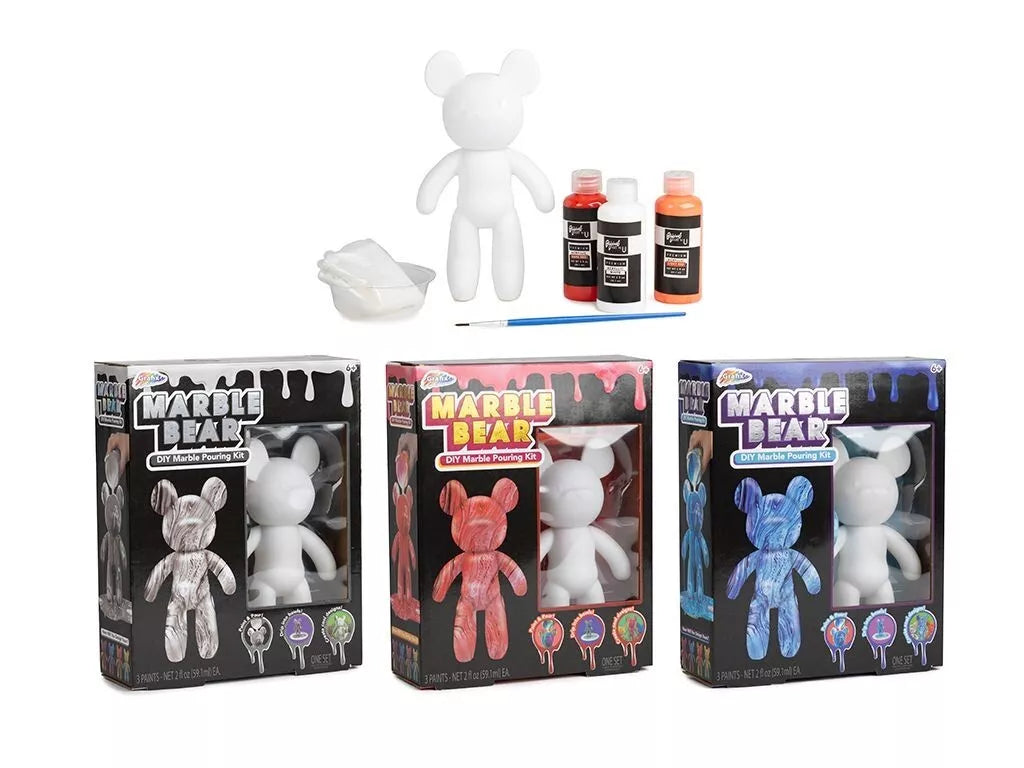 Marble Bear Creative DIY Marble Pouring Kit - 17cm - Design & Paint Your Own Bear - Blue