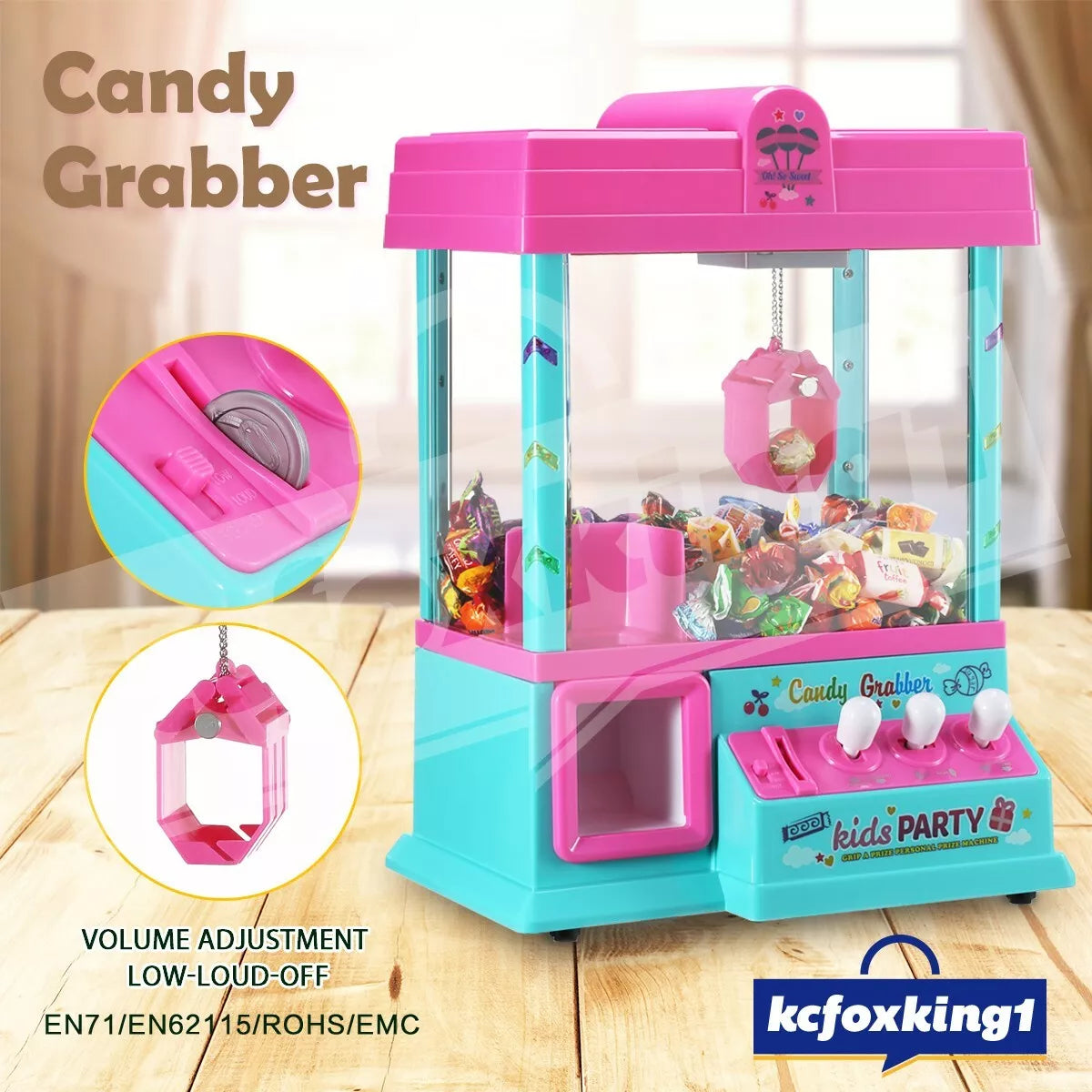 Mini Candy Grabber Claw Machine Pink Vending Arcade Game
