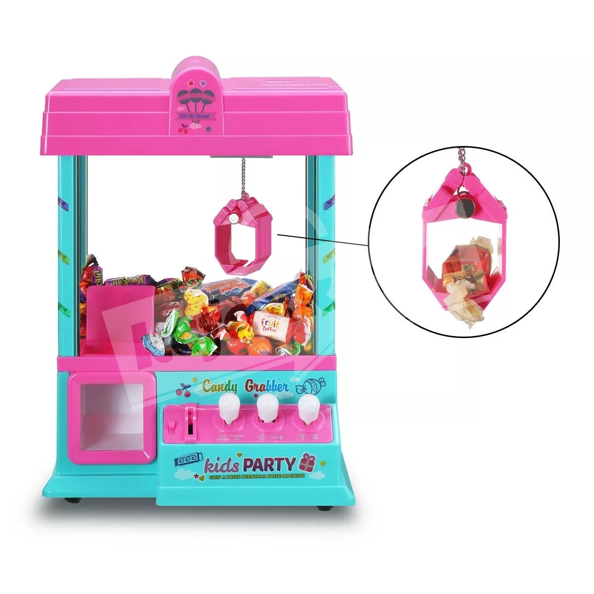 Mini Candy Grabber Claw Machine Pink Vending Arcade Game