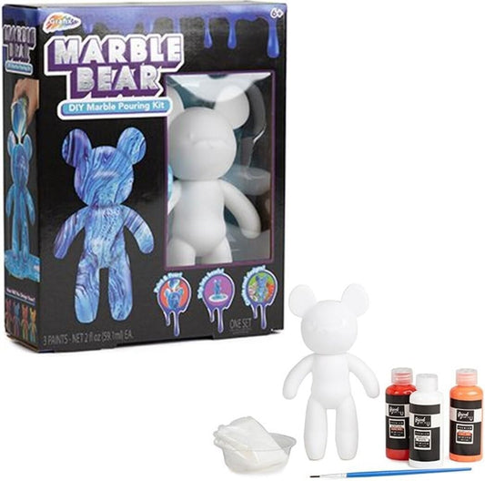 Marble Bear Creative DIY Marble Pouring Kit - 17cm - Design & Paint Your Own Bear - Blue