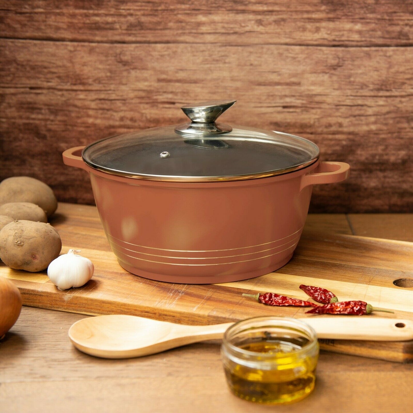 Durane Copper Die Cast Stock Pot Set Of 5 Stainless Steel Non Stick Coating With 2 Handles 20-24-28-30-32cm 9630