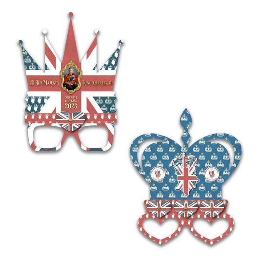 Coronation "His Majesty King Charles Iii" Vintage Style Paper Masks Pack Of 6 Assorted Designs