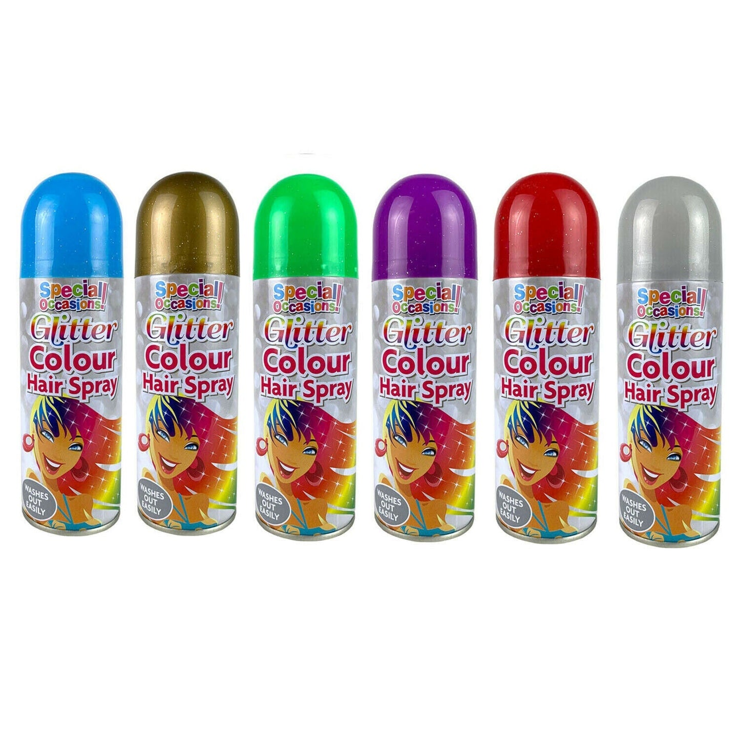 Rapide Washable Glitter Colour Hairspray 200 ml Assorted Colours 5509
