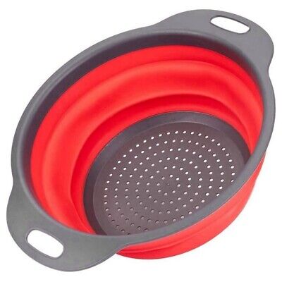 Sq Silicone Folding Colander Round Red