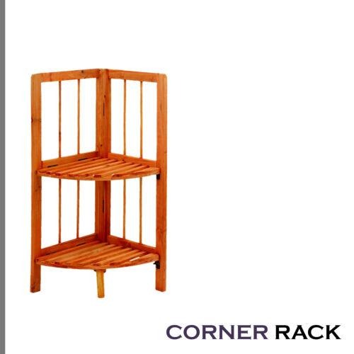 2 Tier Maple Wooden Corner Shelf Unit 28 x 26 x 60cm 8792