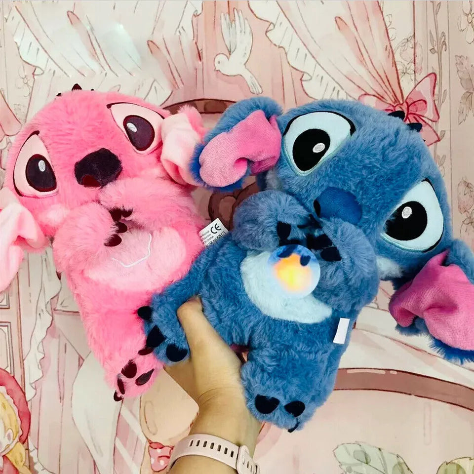 Stitch Angel Breathing Musical Light Up Soothing Doll Sleep Toys Anxiety Relief Soft Plush Toy Gift