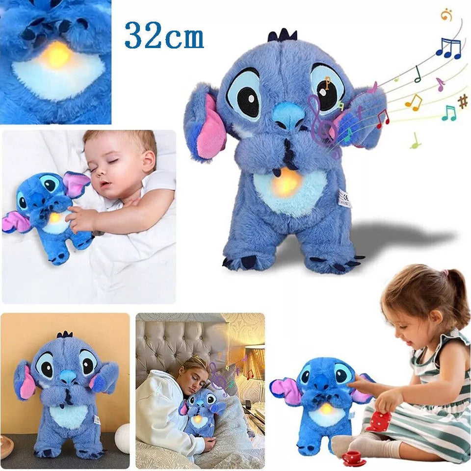 Stitch Angel Breathing Musical Light Up Soothing Doll Sleep Toys Anxiety Relief Soft Plush Toy Gift