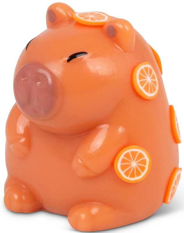 Scrunchems Sticky Squishy Cabybara Fidget Squish Sensory Toy in Bag with Keychain Clip