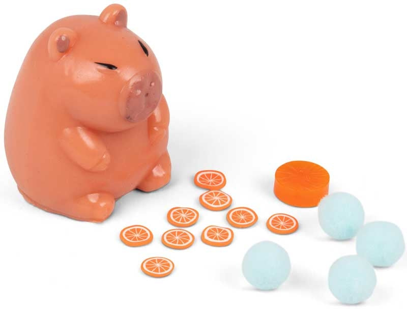 Scrunchems Sticky Squishy Cabybara Fidget Squish Sensory Toy in Bag with Keychain Clip