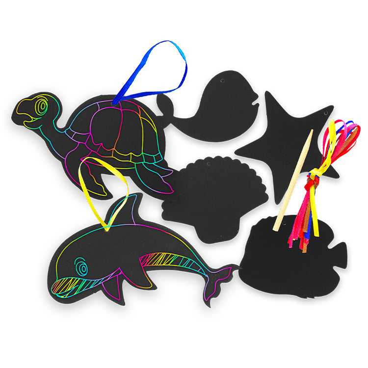 Sea Life Scratch Art Shapes x 6