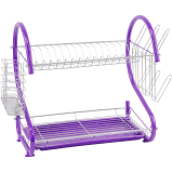 Durane 2 Tier Dish Drainer With Glass Holder & Drip (Purple) 9181