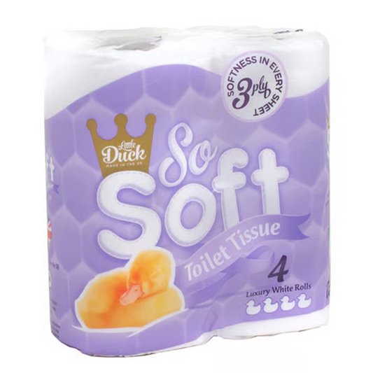 So Soft Toilet Tissue Luxury White Rolls 4 Pack - Triple Ply