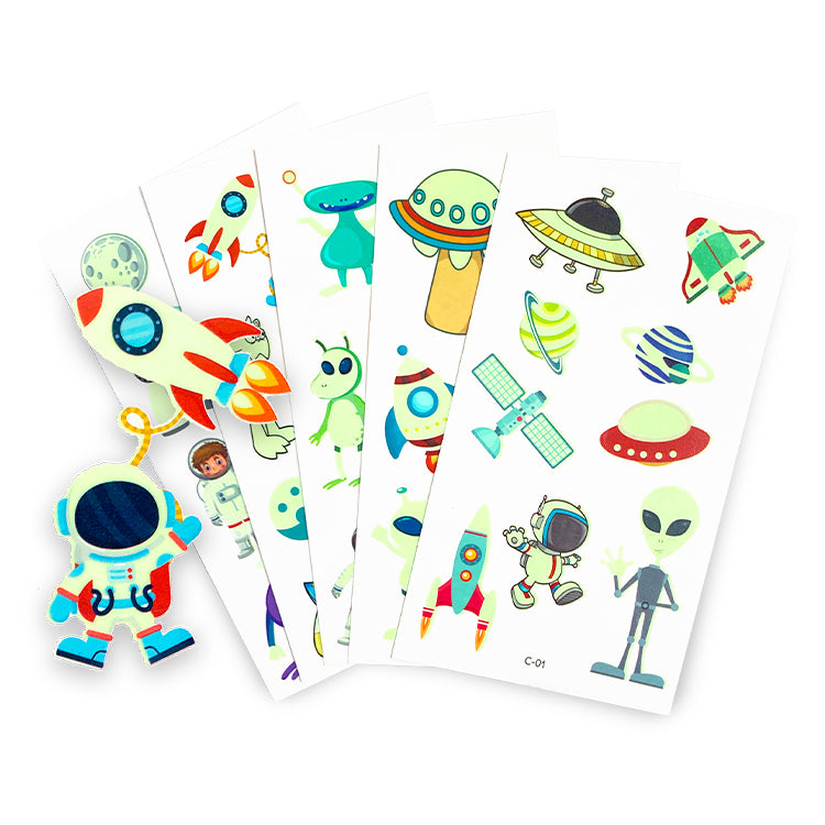 Mini Glow In The Dark Space Tattoo Sheets x 5