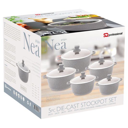 Nea Marbell Diecast Stockpot Set 5pc Grigio 6761