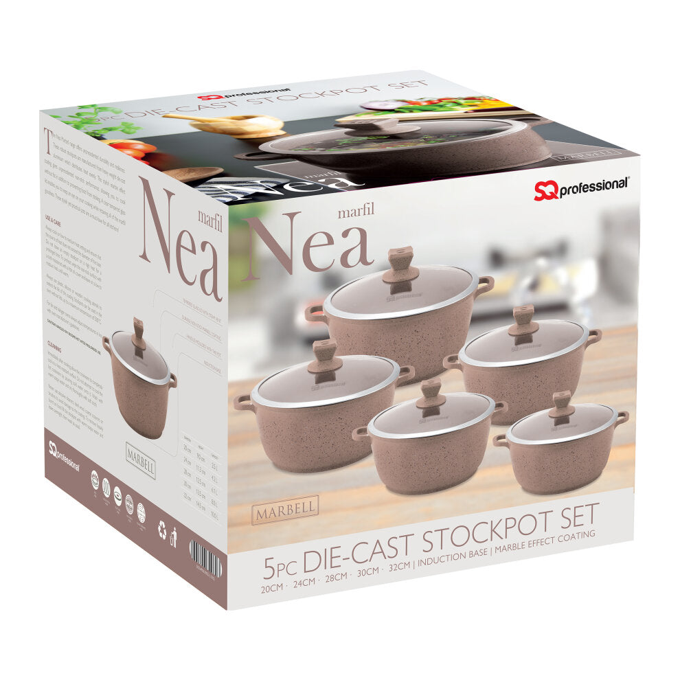 Nea Marbell Diecast Stockpot Set 5pc Marfil 6762