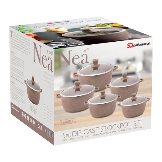 Nea Marbell Diecast Stockpot Set 5pc Marfil 6762