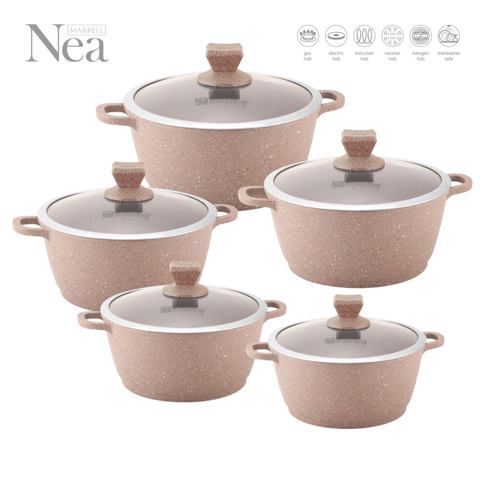 Nea Marbell Diecast Stockpot Set 5pc Marfil 6762