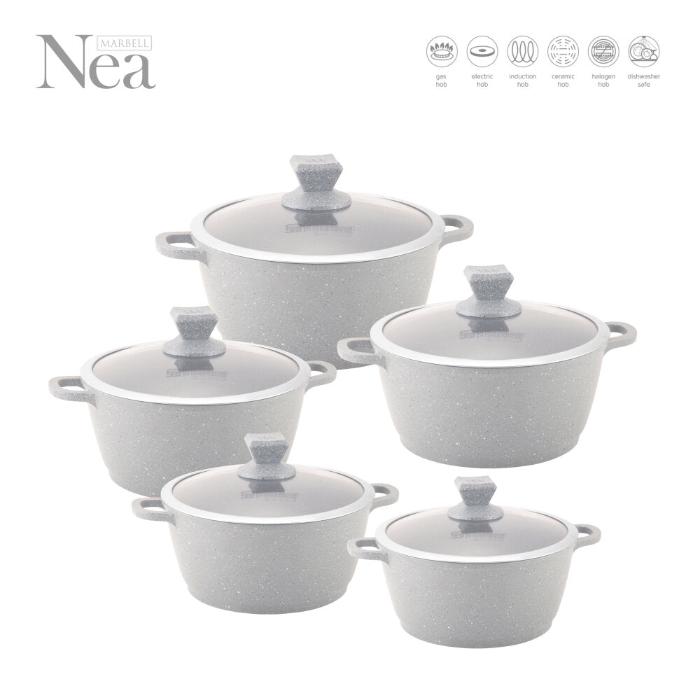 Nea Marbell Diecast Stockpot Set 5pc Grigio 6761