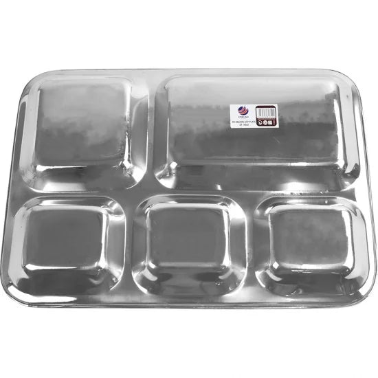 Stainless Steel 5 Compartment Dinner Lunch Tray