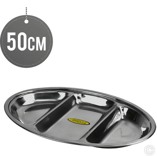 Stainless Steel 3 Compartment Serving Tray Platter 50cm ST1088