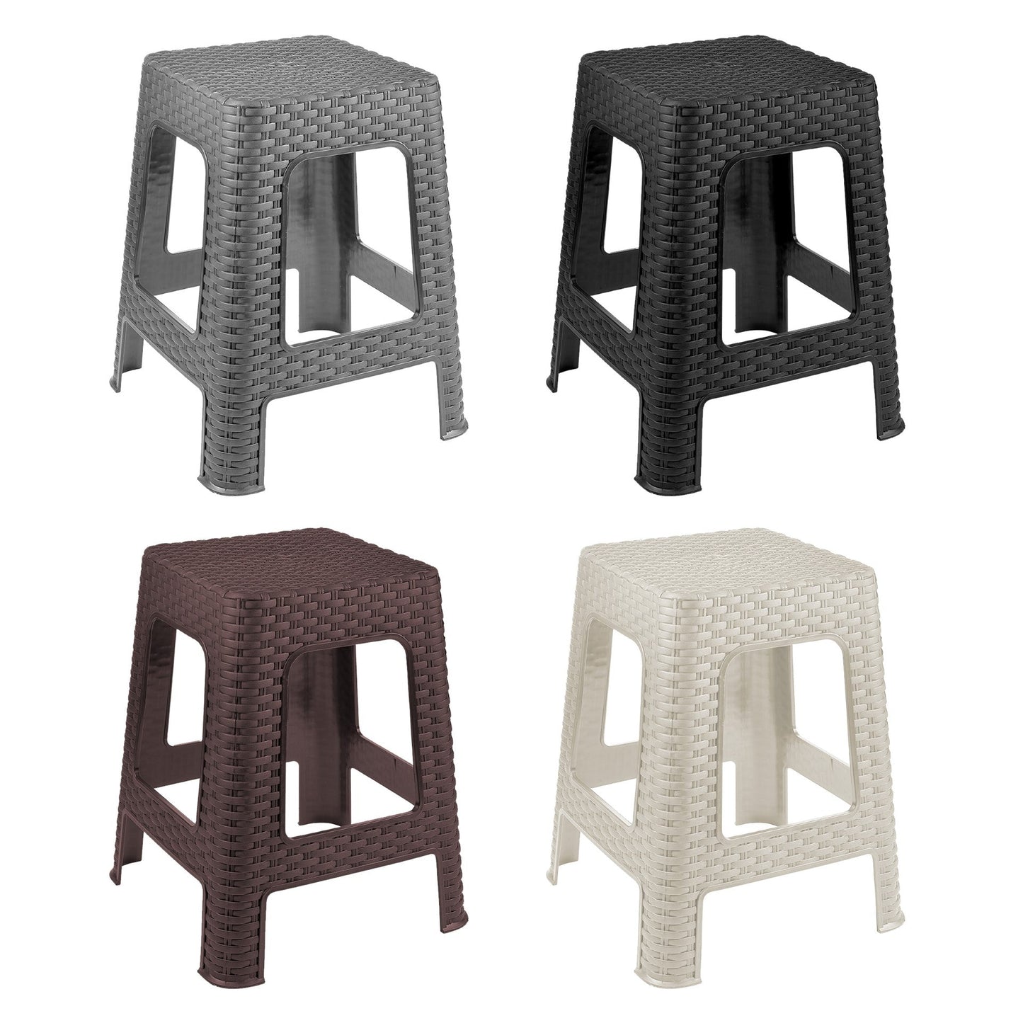 Tuffex Plastic Rattan Stool 28 x 28 x 45 cm Assorted Colours 10159