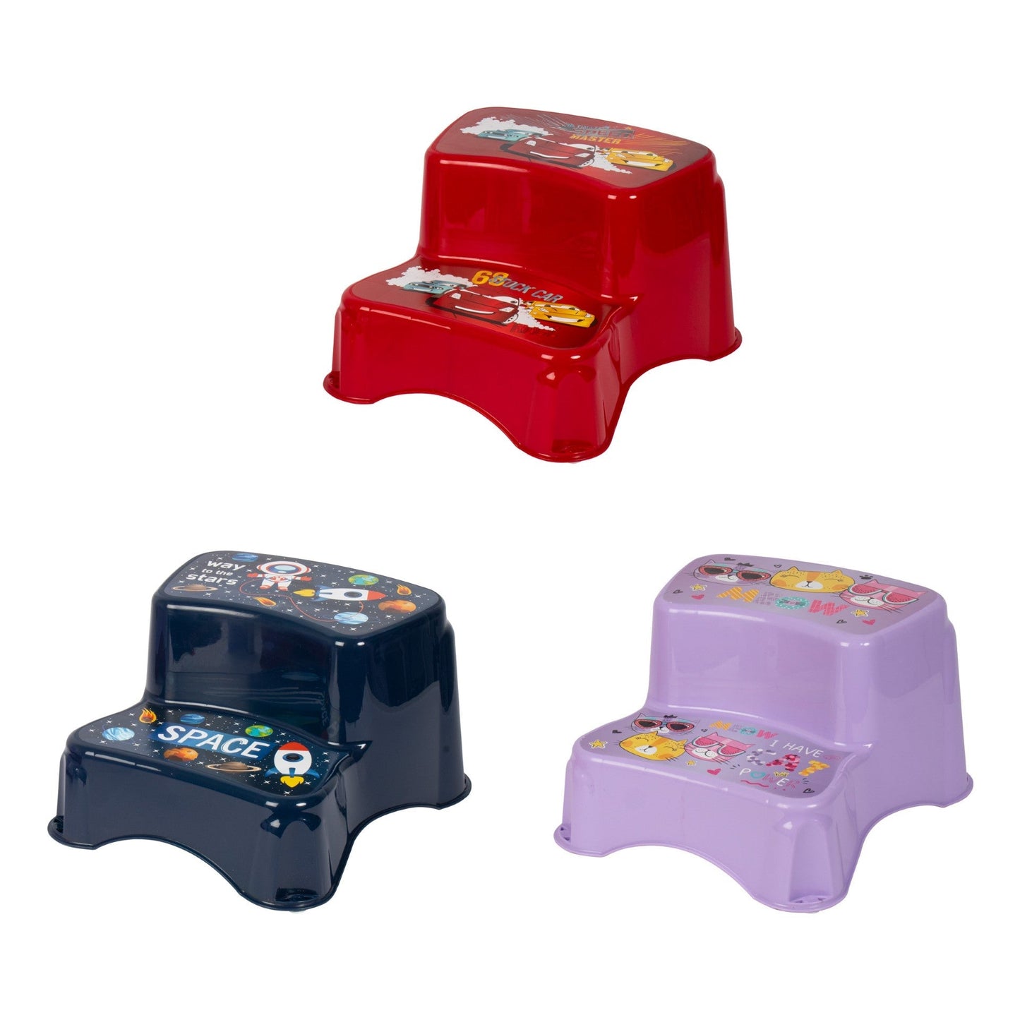 Tuffex Children Plastic Two Step Stool 39.5 x 35 x 23 cm Assorted Designs 10167 / TP506 A