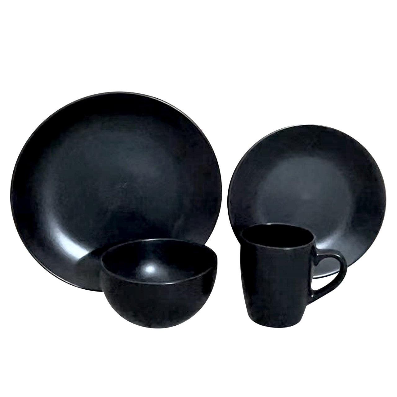 Durane Dinner Set 16pc Plates Bowls Mugs Black 10211