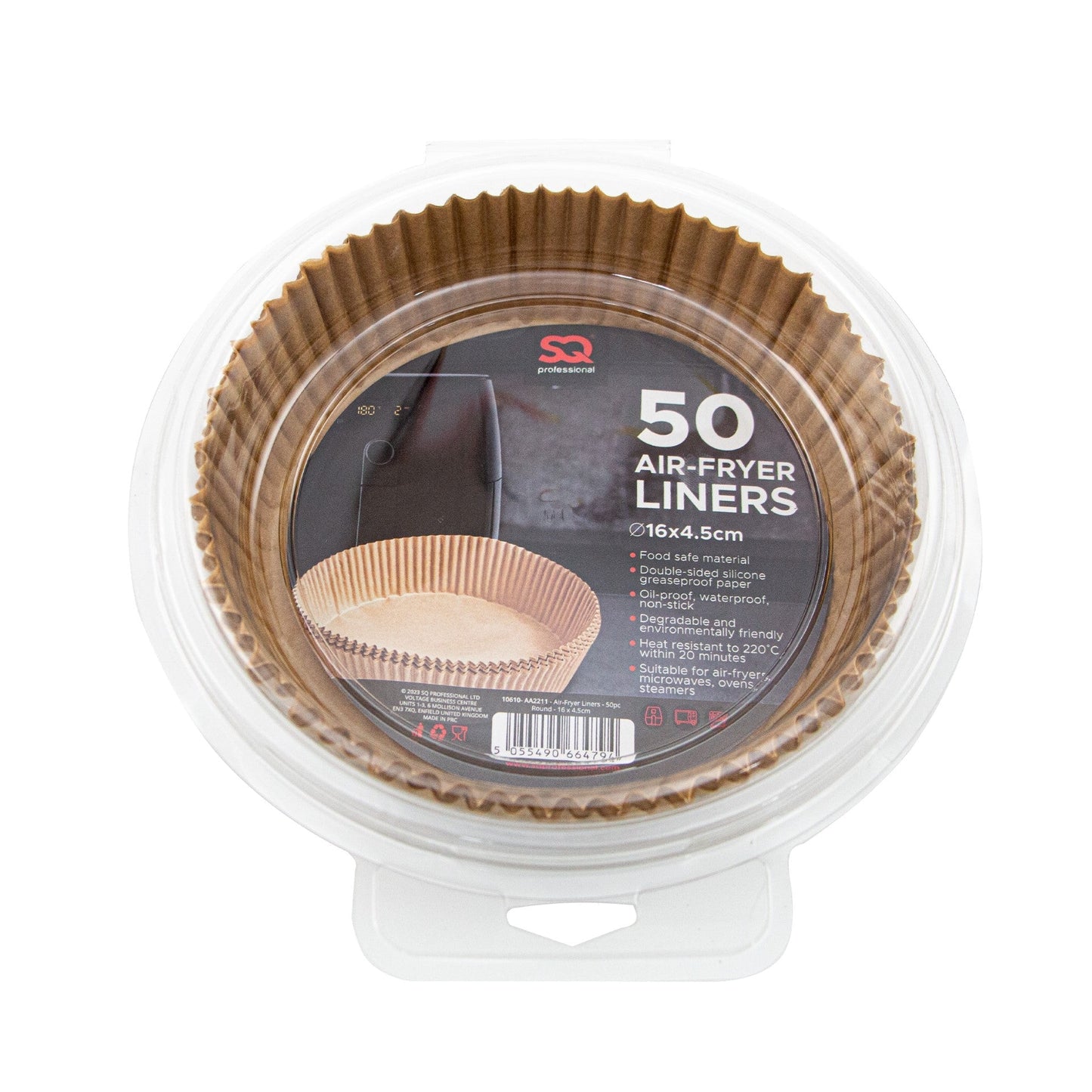 SQ Professional Kitchen Baking Brown Paper Air Fryer Liners Round 16 x 4.5 cm 50pcs 10610