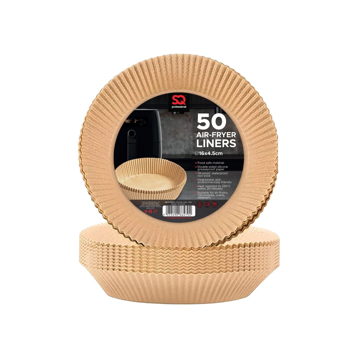 SQ Professional Kitchen Baking Brown Paper Air Fryer Liners Round 16 x 4.5 cm 50pcs 10610