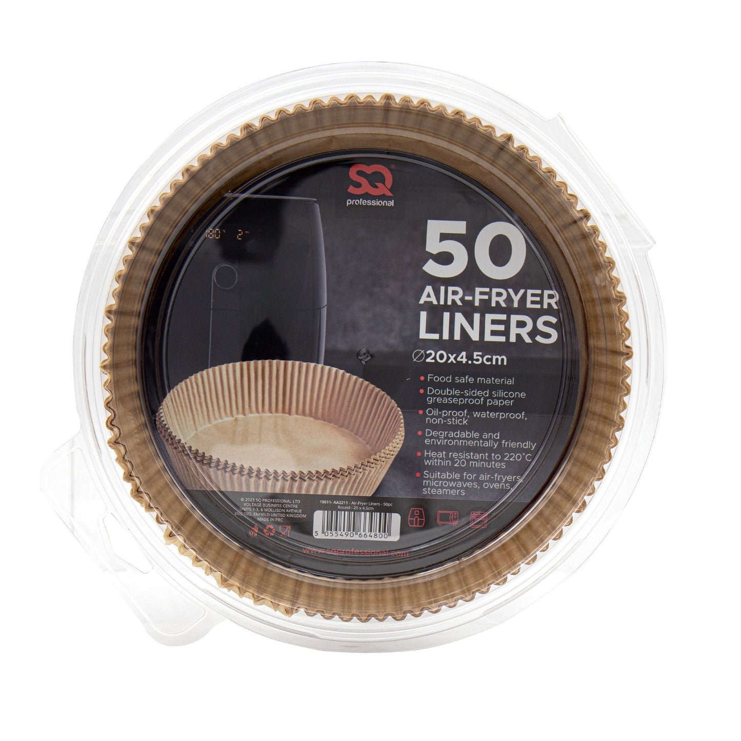 SQ Professional Kitchen Baking Brown Paper Air Fryer Liners Round 20 x 4.5 cm 50pcs 10611