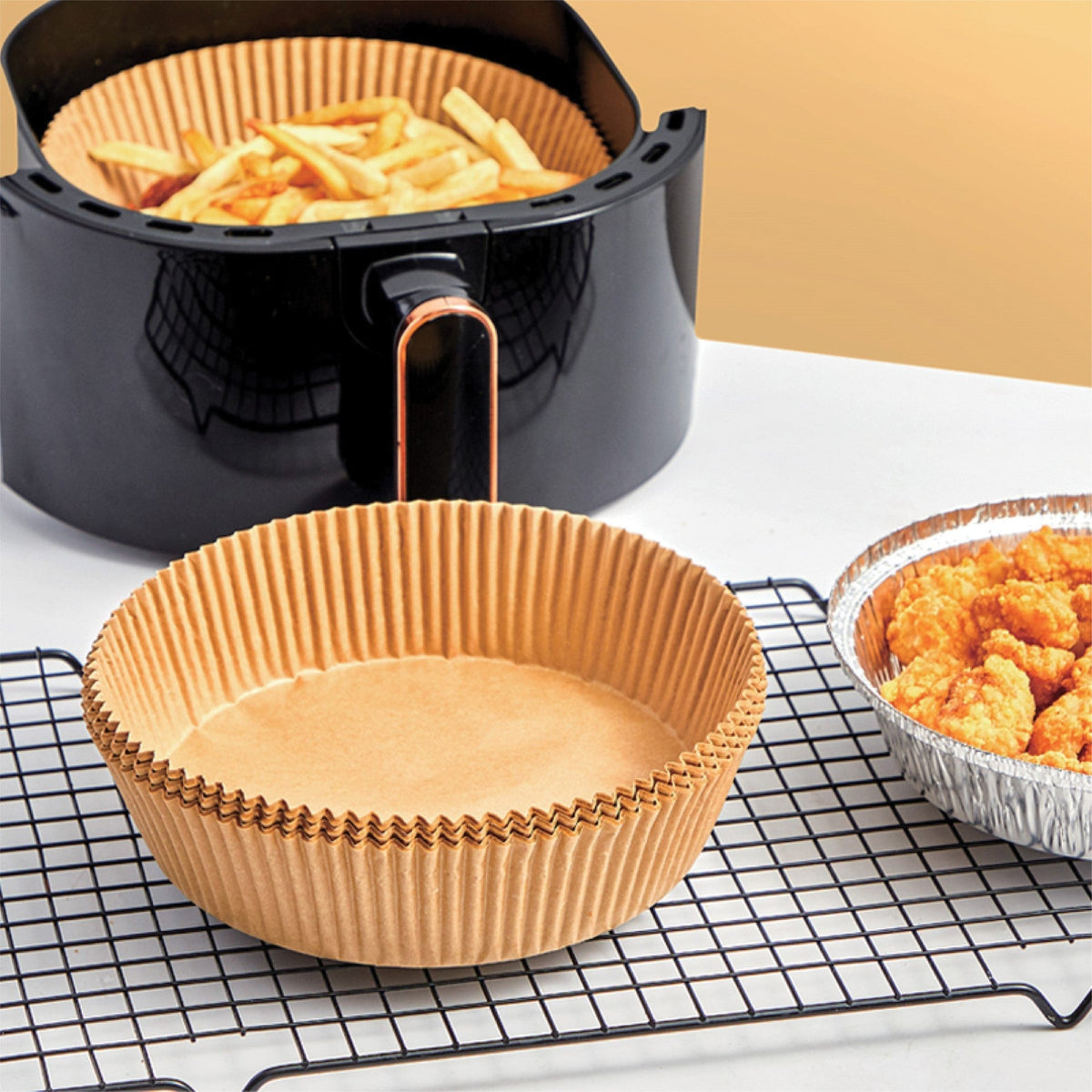 Sq Professional Kitchen Baking Brown Paper Air Fryer Liners Round 50 Piece