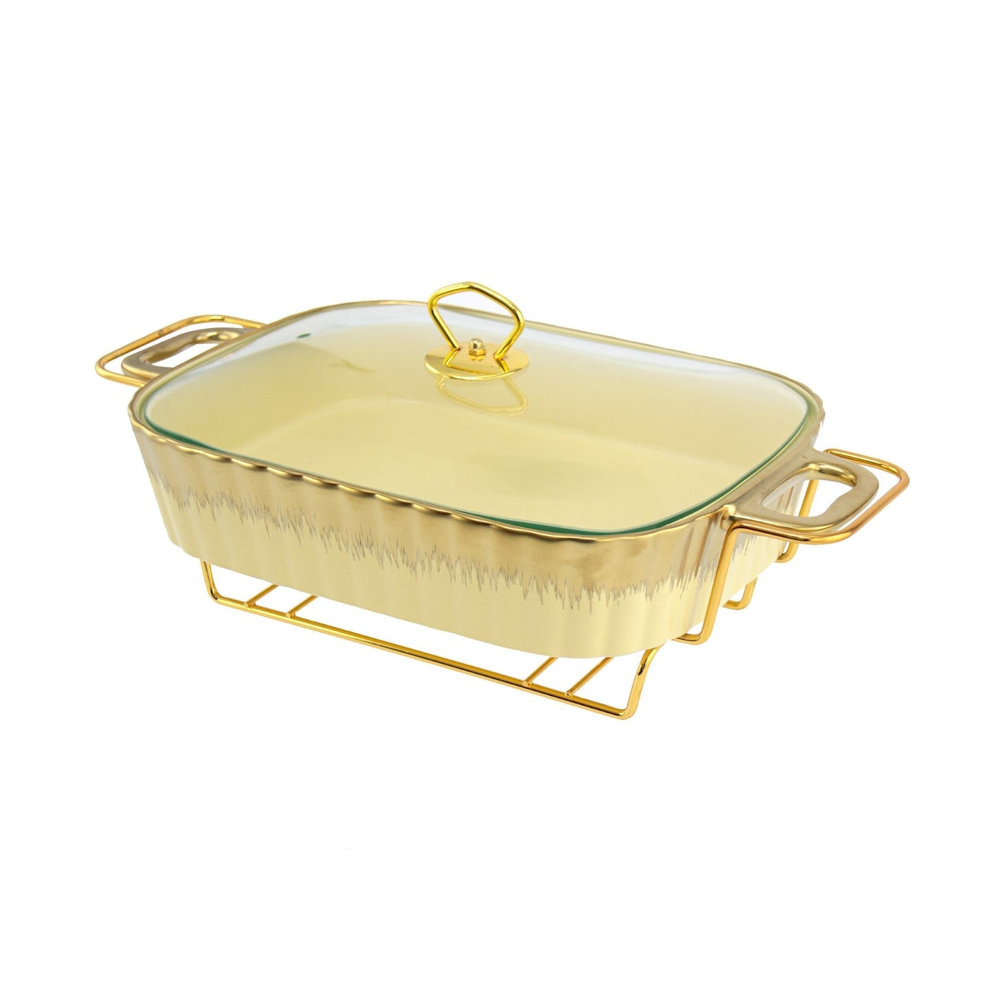 SQ Professional Durane Porcelain Banquet Chafing Dish 2L Cream-Gold 10664