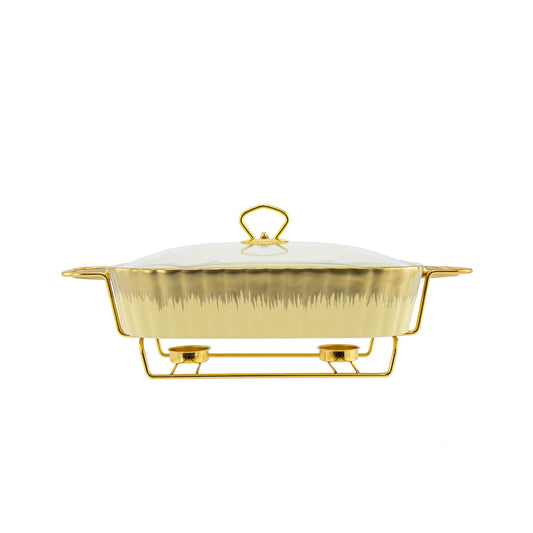 SQ Professional Durane Porcelain Banquet Chafing Dish 2L Cream-Gold 10664