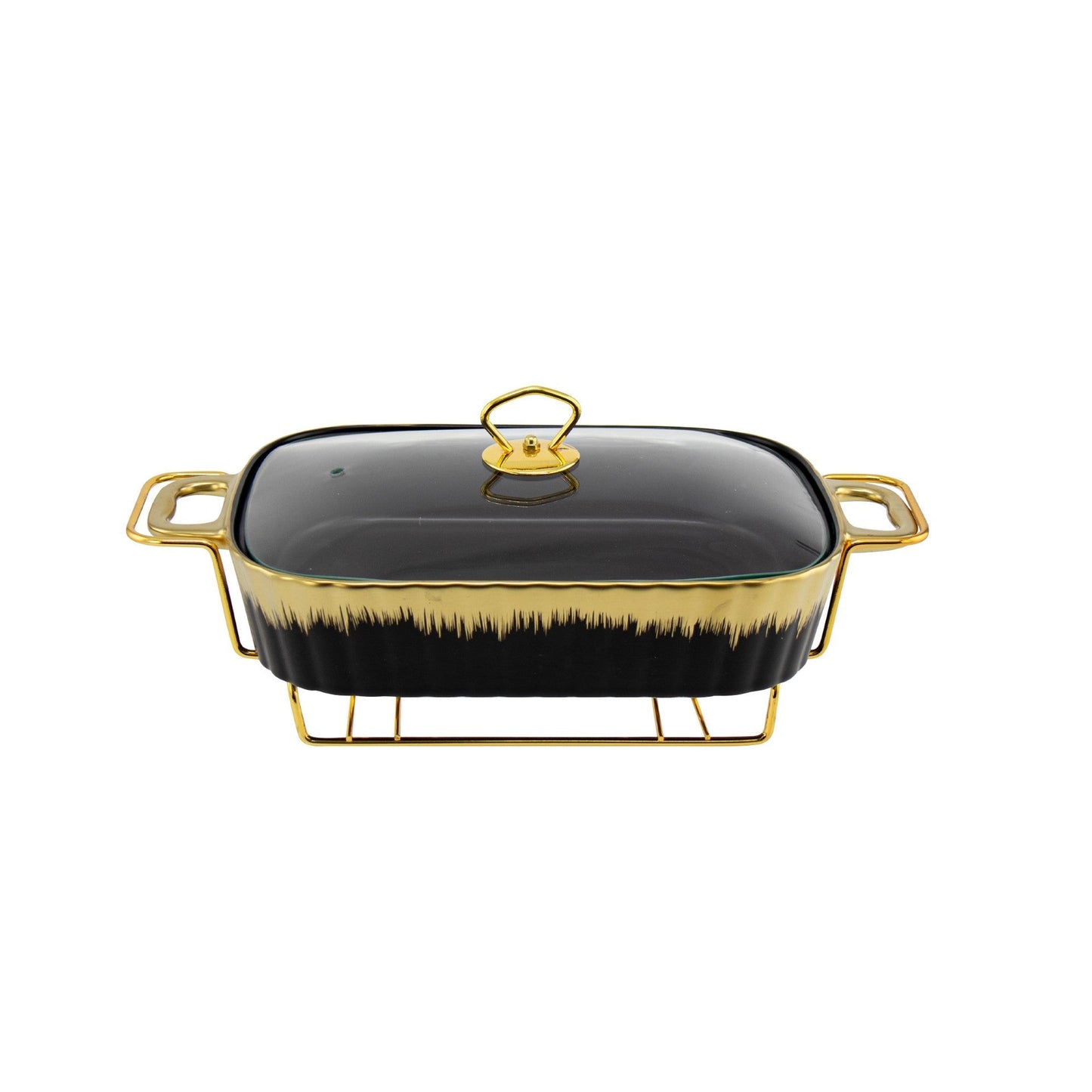 SQ Professional Durane Porcelain Banquet Chafing Dish 2L Black-Gold 10668