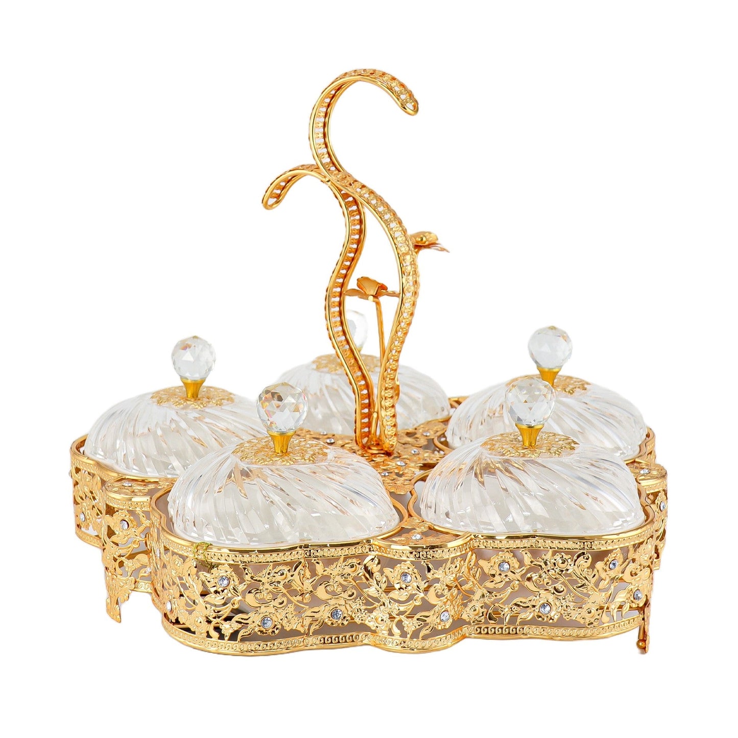 Durane Metal / Plastic Ornate Party Serving Tray Gold E0757-C Square 41.5 x 40 x 34 cm 10675