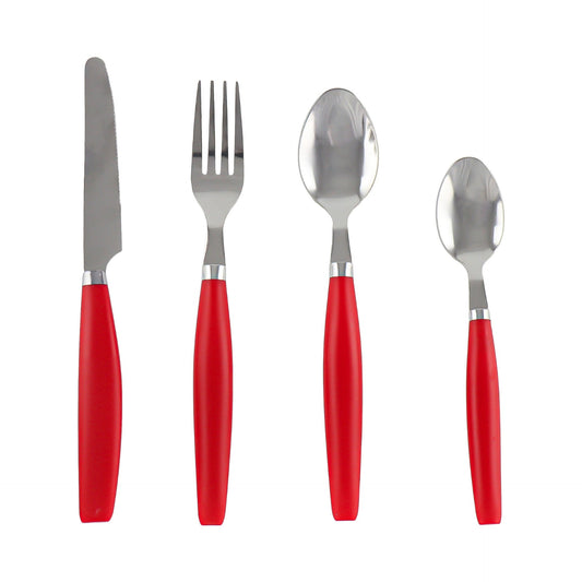 SQ Durane Metal Cutlery Set of 24 Red 10734 A