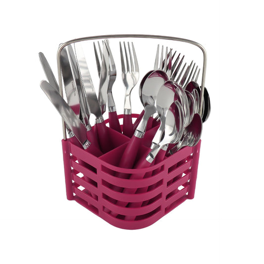 Sq Durane Metal Cutlery Set Of 24 Purple