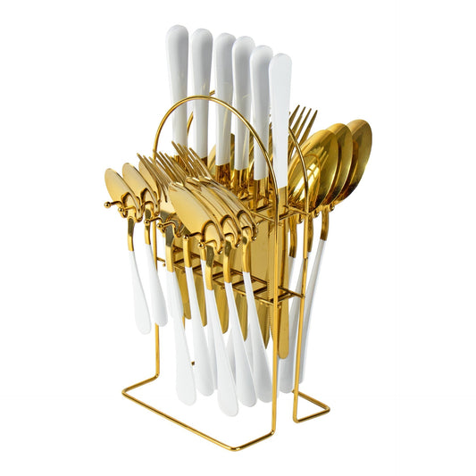 Sq Durane Stainless Steel Cutlery Set Of 25 Gold White