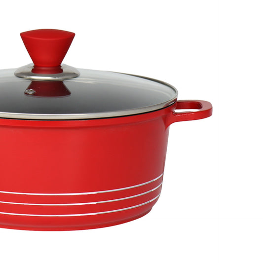 Laria Non Stick Die Cast Stockpot Pan Set 4pcs Red 10742