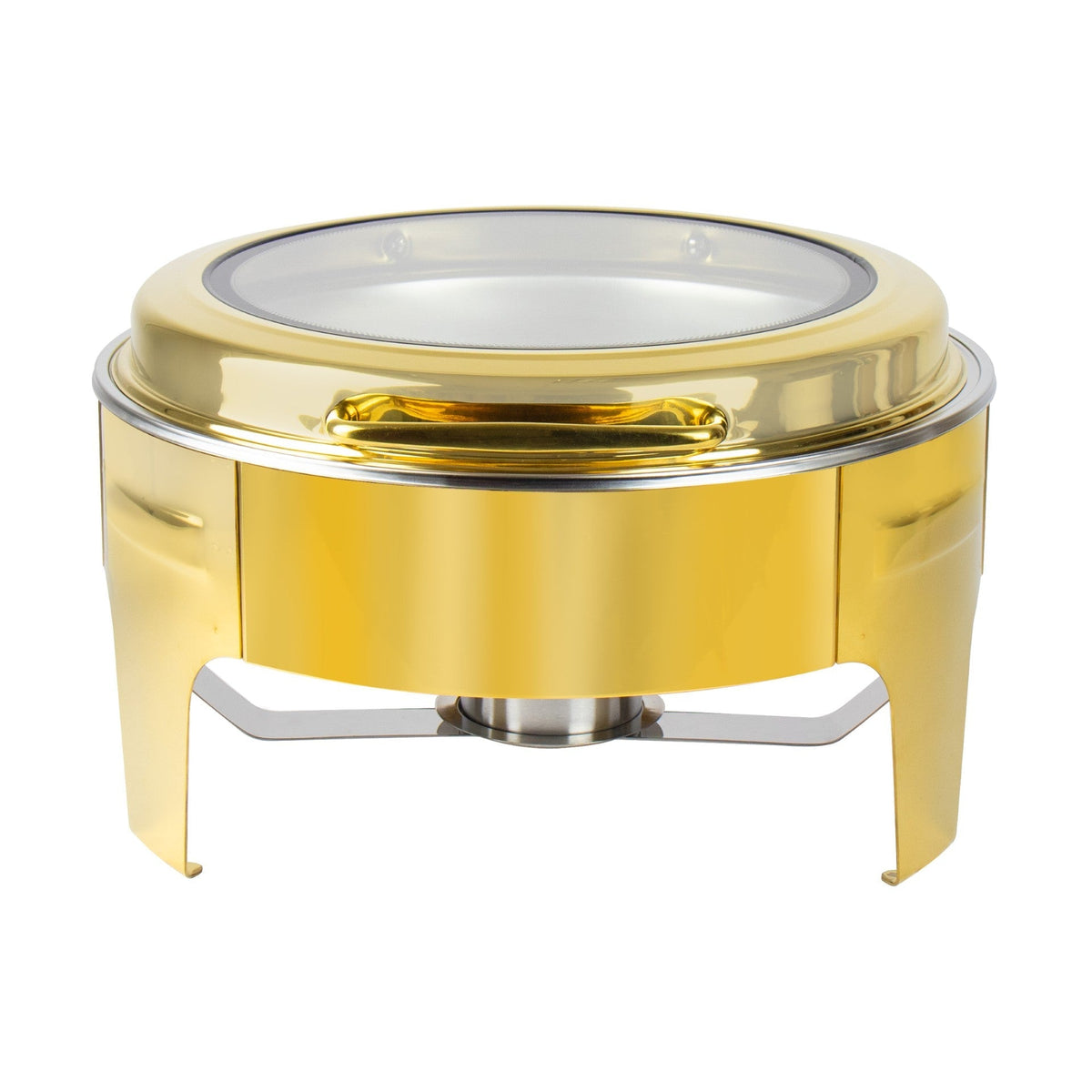 Sq Professional Banquet Chafing Dish With Flat Top And Window Round Gold 6.5L (Big Parcel)
